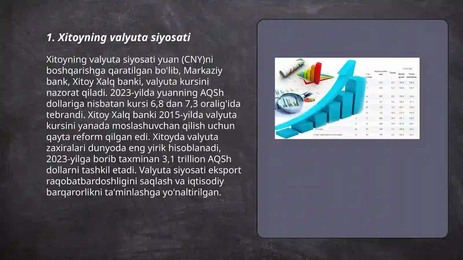 Xitoy- valyuta siyosati, inflatsiya darajasi, tolov balansi 3