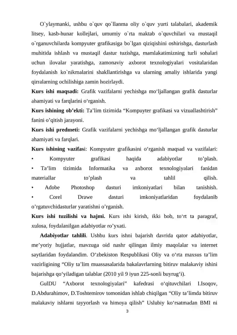 Grafik vazifalarni yechishga mo'ljallangan grafik dasturlarning ahamiyati 3