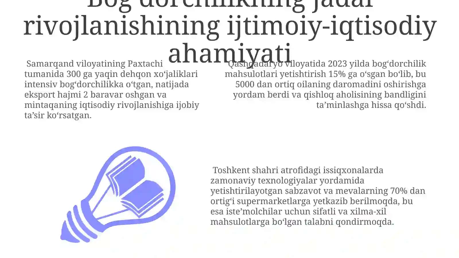 Bogʻdorchilikning jadal rivojlanishining ijtimoiy-iqtisodiy ahamiyati 3
