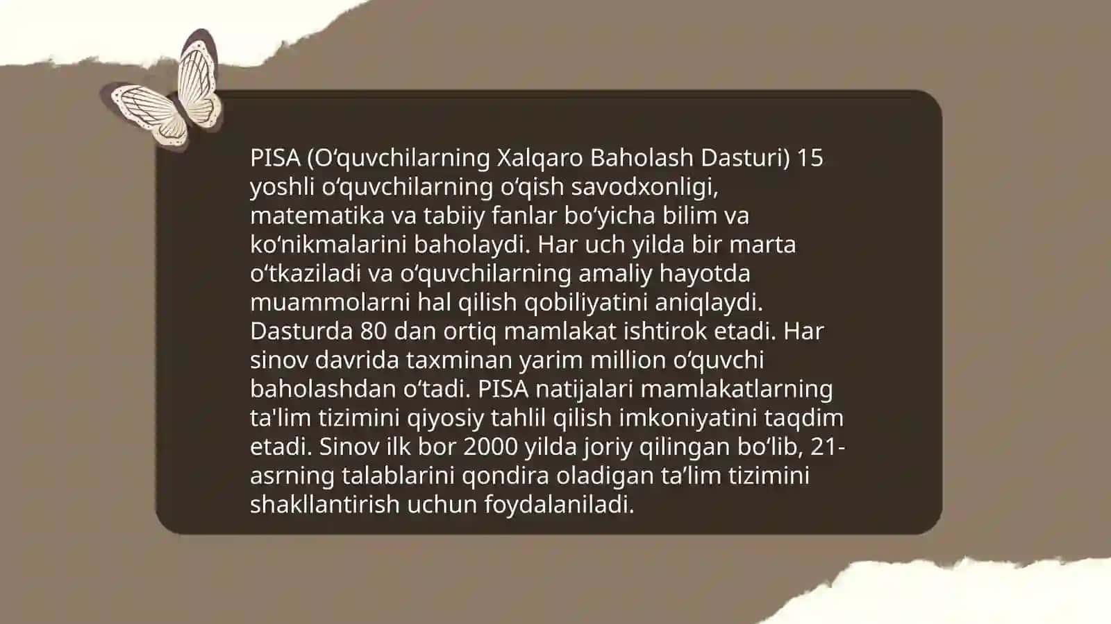 Xalqaro baholash dasturi: PISA, PIRLS, TIMSS, ICILD, TALIS 3