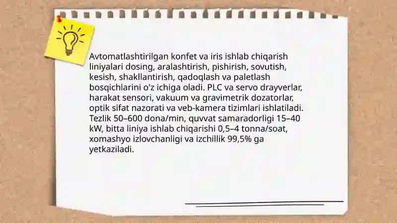 Konfet va iris ishlab chiqarishni zamonaviy liniyalari 3