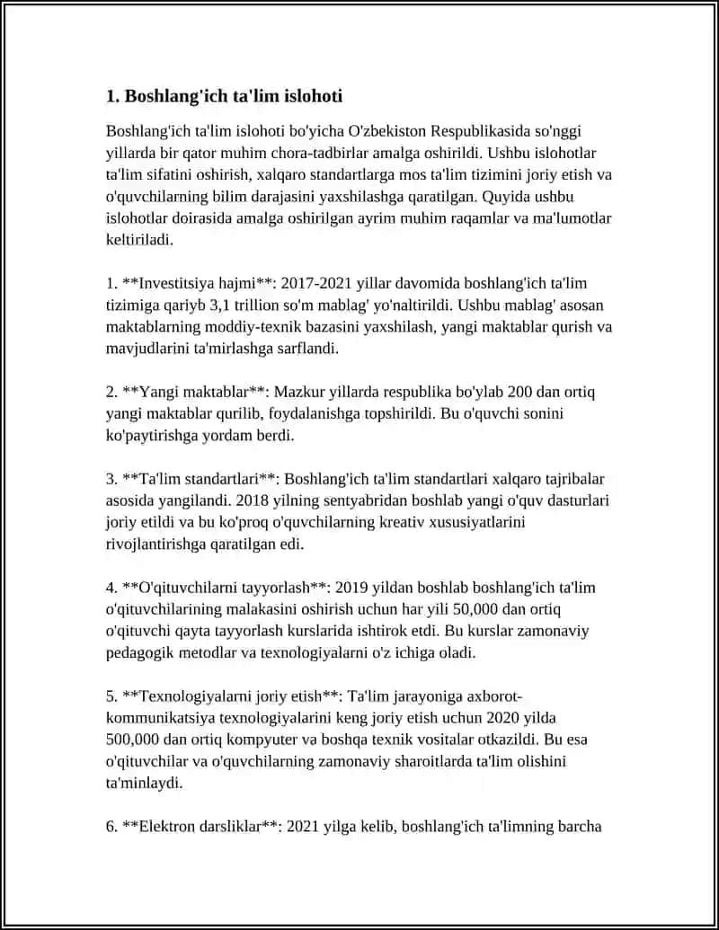 O'ZBEKISTON RESPUBLIKASI TA'LIM SOHASI RIVOJI VA ISTIQBOL IMKONIYATLARI 3