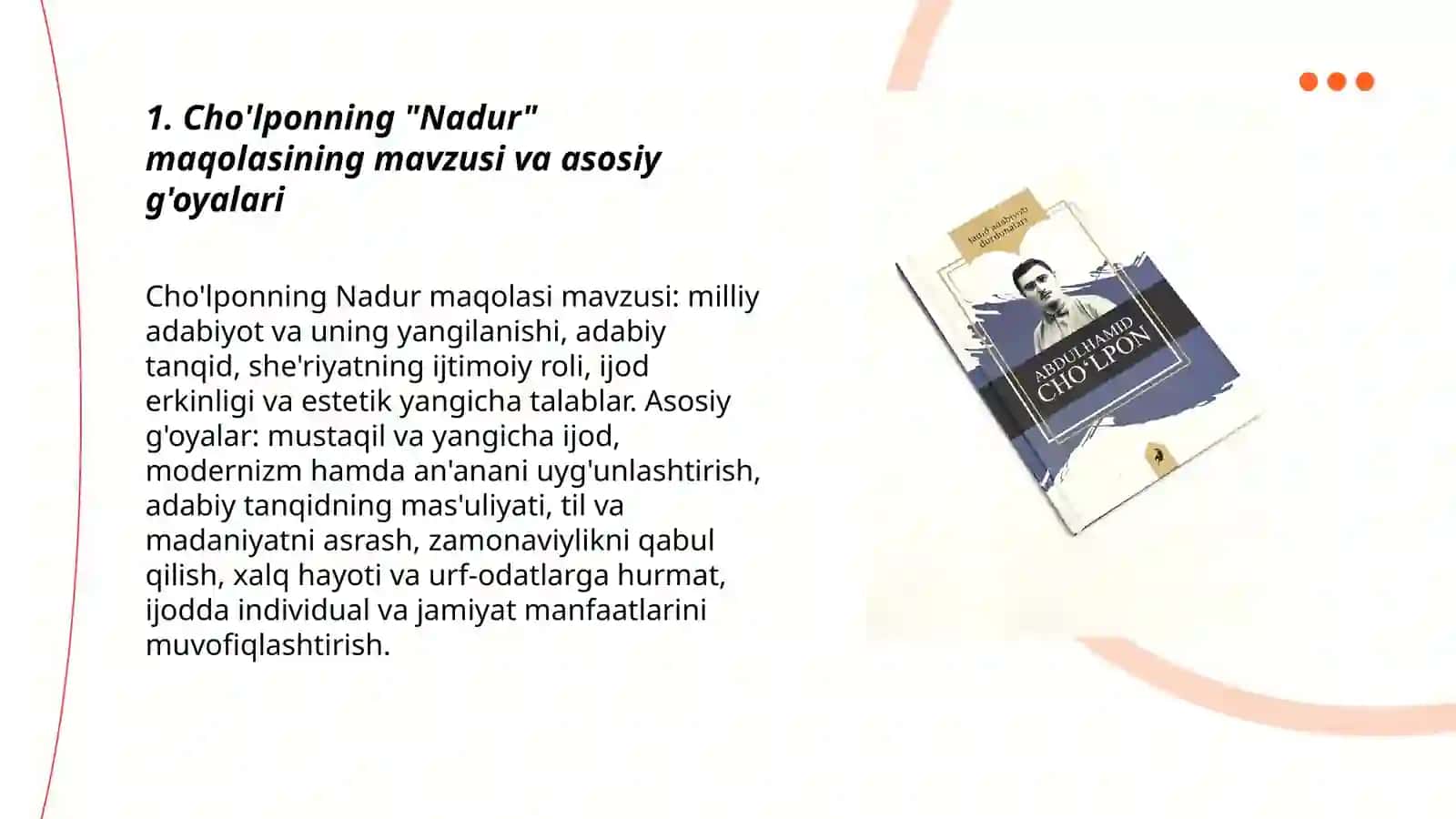 Choʼlponining adabiyot Nadur maqolasi 3
