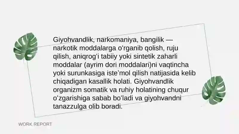Giyohvandlik va uning asoratlari. Sedativ dori vositalari 3
