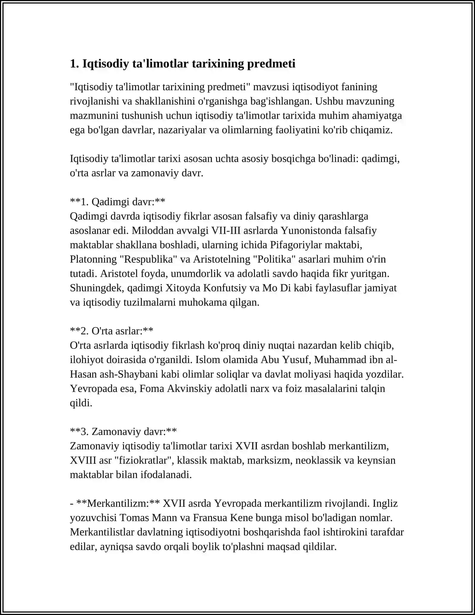 IQTISODIY TA'LIMOTLAR TARIXI FANINING PREDMETI VA VAZIFALARI 3