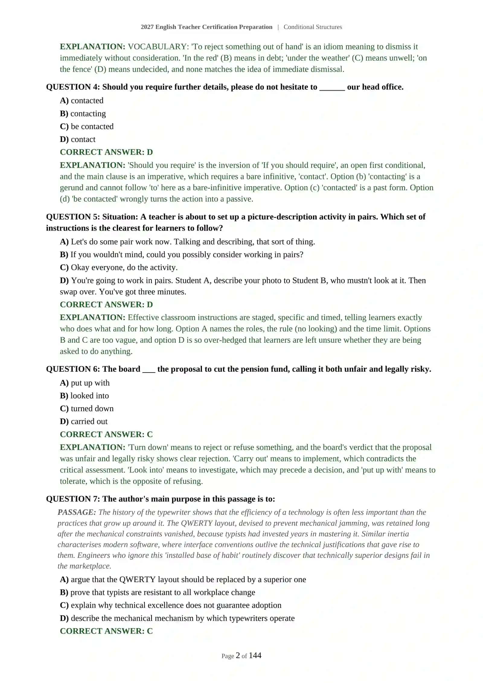 2027 English Teacher Certification Preparation | Conditional Structures 3