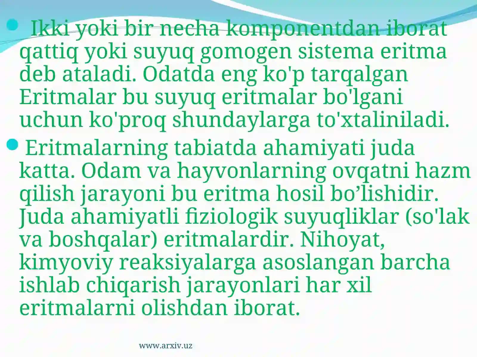 Eritmalar konsentratsiyalarini ifodalash usullari 3