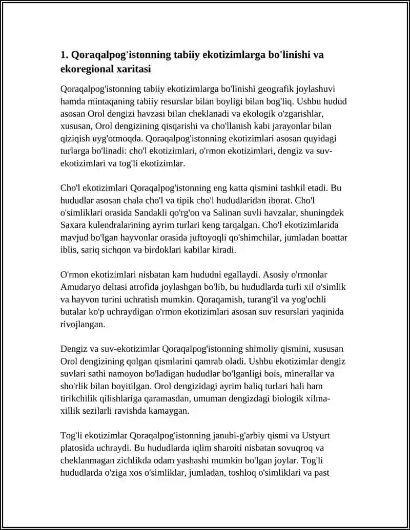QORAQALPOG'ISTONNING TABIIY EKOTIZILARGA BOLINISHI 3