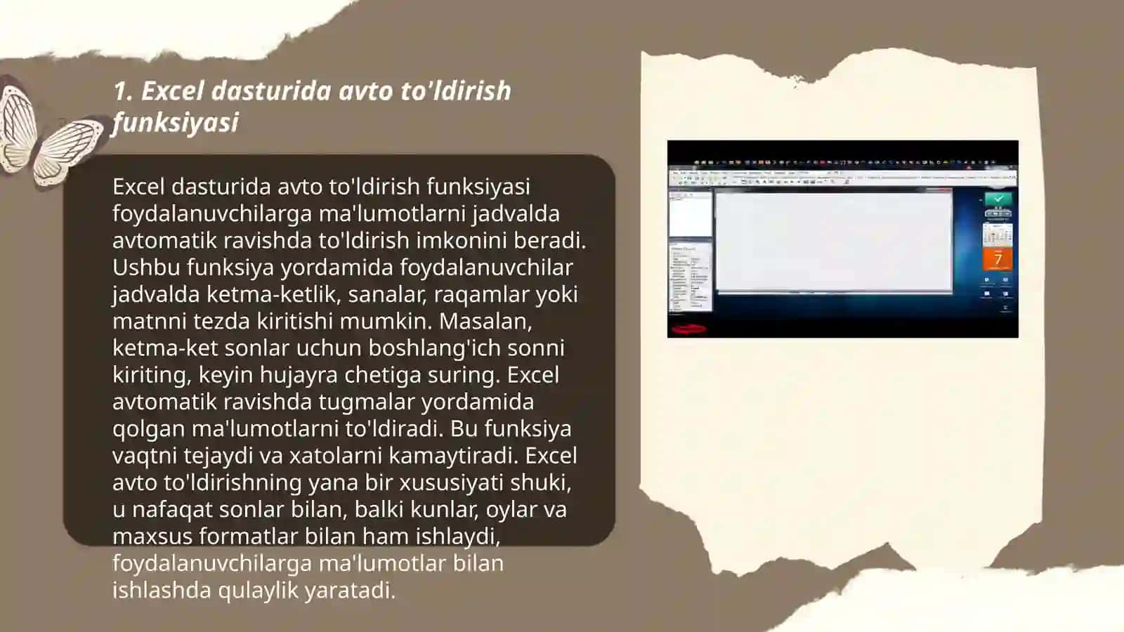 Excel dasturida avto to'dirishlar va avtohisoblashlar. Diagrammalar yaratish 3