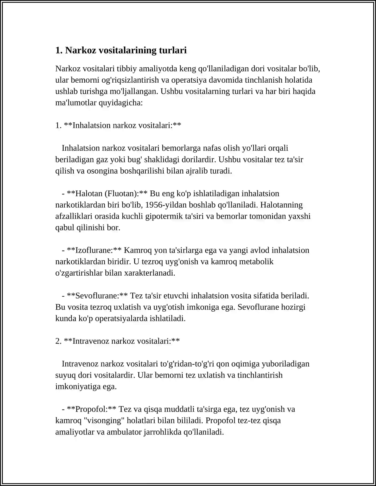NARKOZ VOSITALARI UHLATUVCHI VOSITALAR SEDATIV VOSITALAR 3