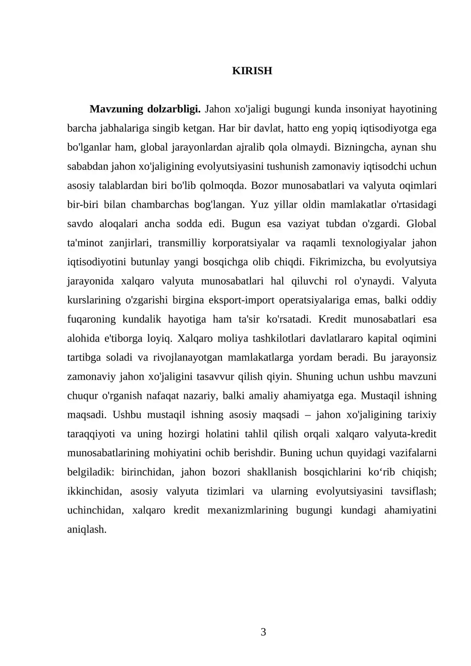 Jahon xo’jaligi va uning evolyutsiyasi. Jahon bozori. Xalqaro valyuta va kryedit munosabatlari 3