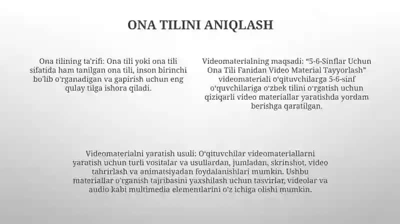 5-6-Sinflar Uchun Ona Tili Fanidan Video Material Tayyorlash 3