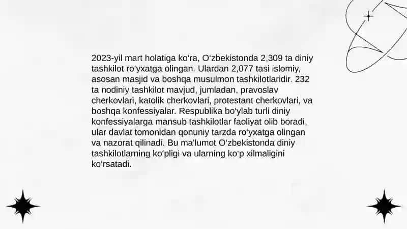 Oʻzbekistonda faoliyat yurituvchi diniy tashkilotlar 3
