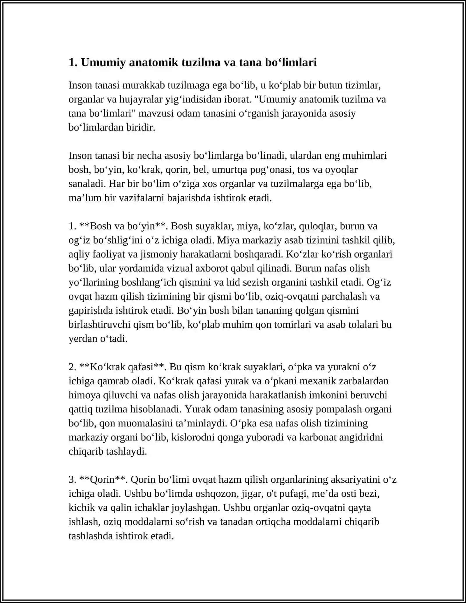 Umumiy anatomik tuzilma va tana bo‘limlari 3