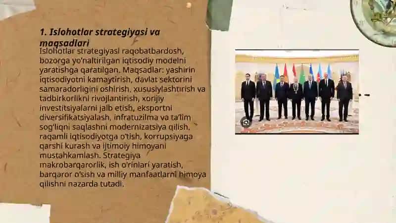 Oʻzbekiston Respublikasi Prezidenti Sh.M.Mirziyoyevning keng miqyosli iqtisodiy islohotlari va uning mazmuni 3
