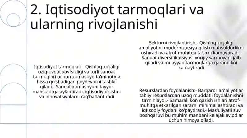 Iqtisodiyot Tarmoqlarini Rivojlantirish Va Tabiiy Resurslardan Foydalanish Samaradorligini Oshirish 3