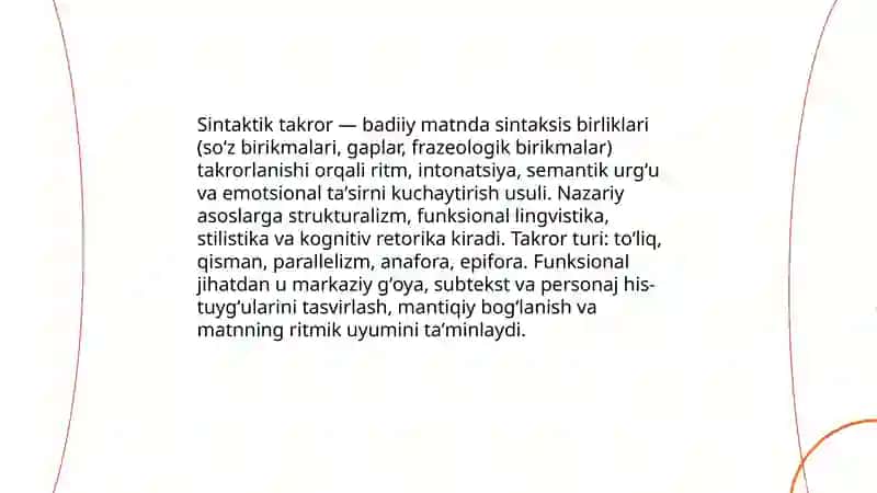 Badiiy matnda sintaktik takror 3