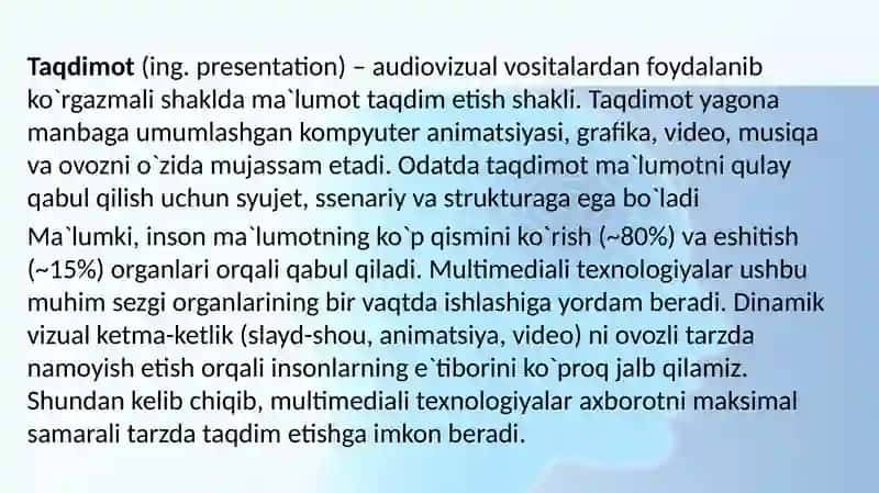 Taqdimotlarni ishlab chiqishning instrumental vositalari 3