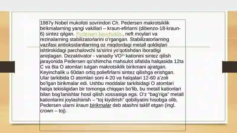 Kraun efirlar dori vositalari sifatida 3