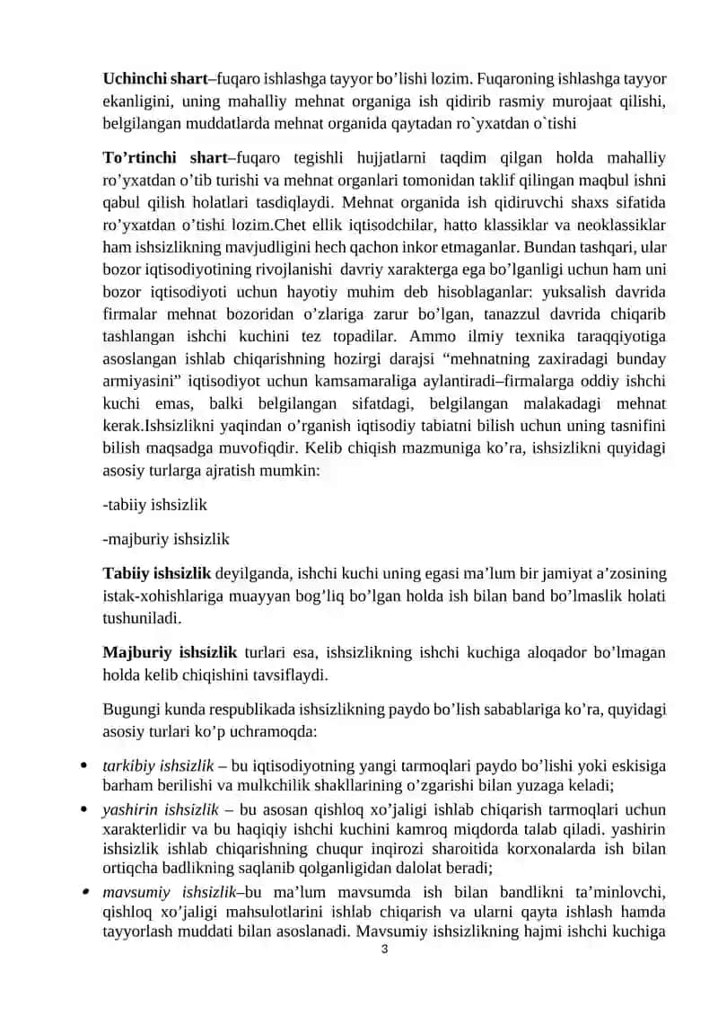 Ishsizlikning iqtisodiy mazmuni 3