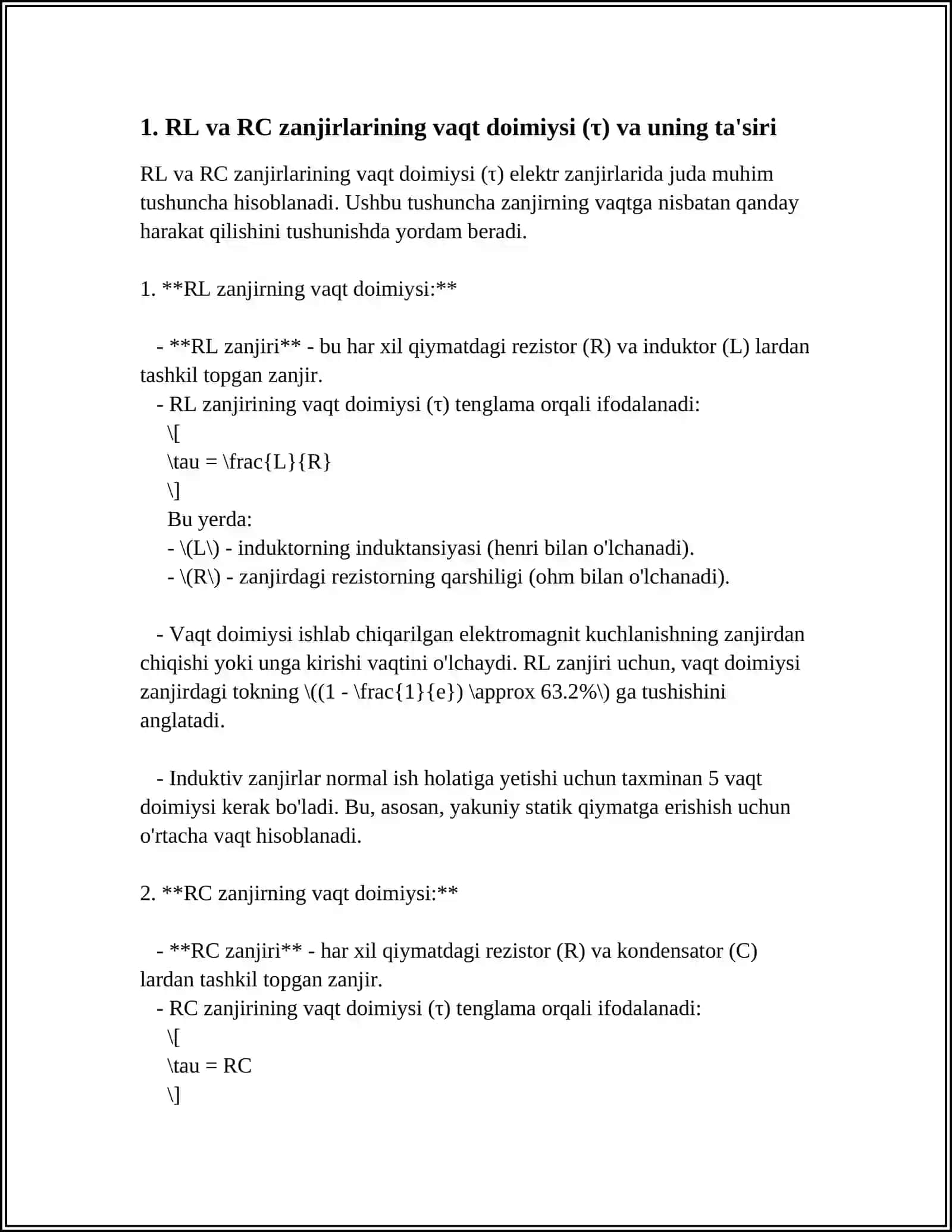 RL VA RC ZANJIRLARI ANIQ 3