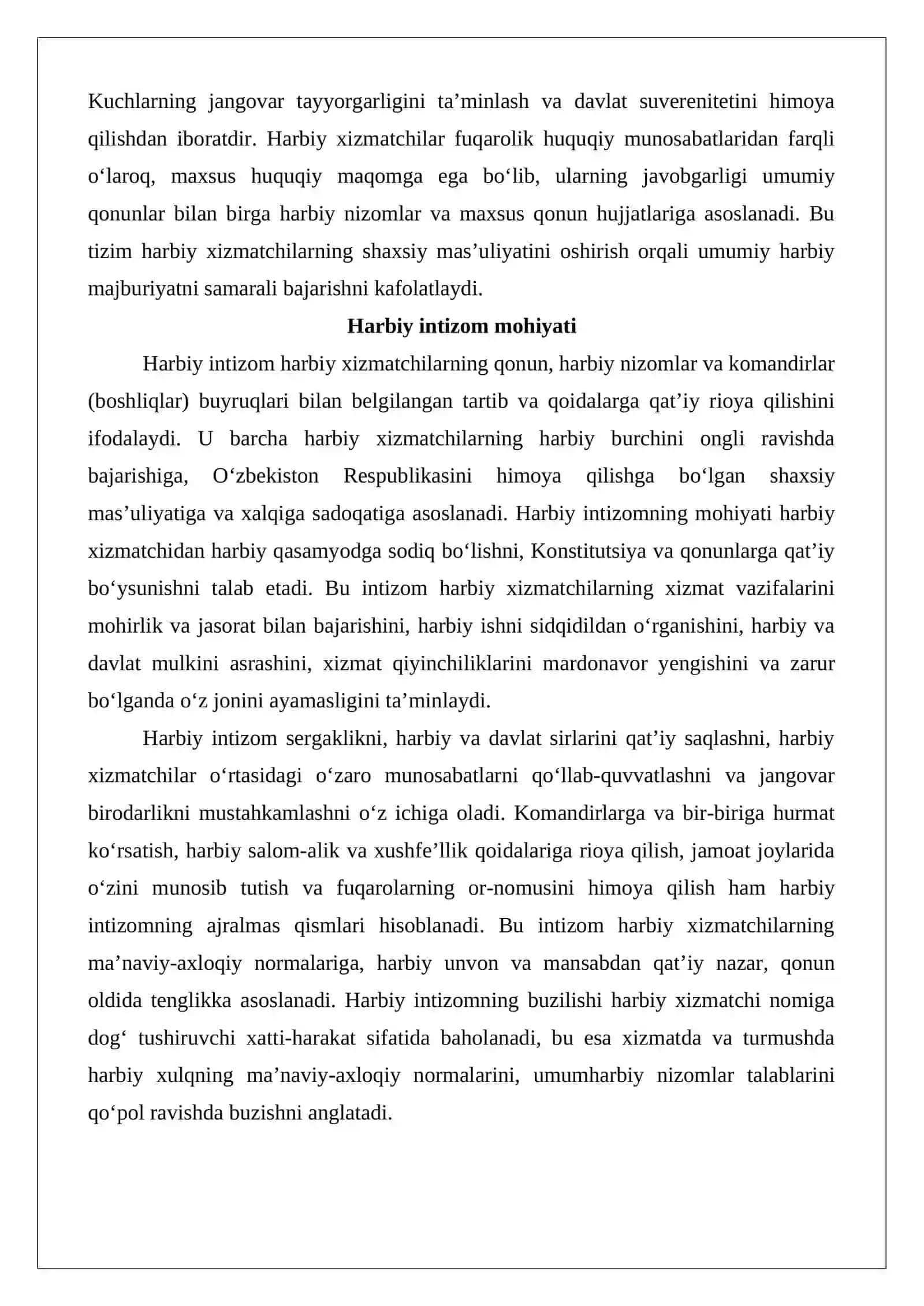 Harbiy xizmatchilar va intizom ustavlari tatbiq etiladigan boshqa shaxslarning javobgarligi 3