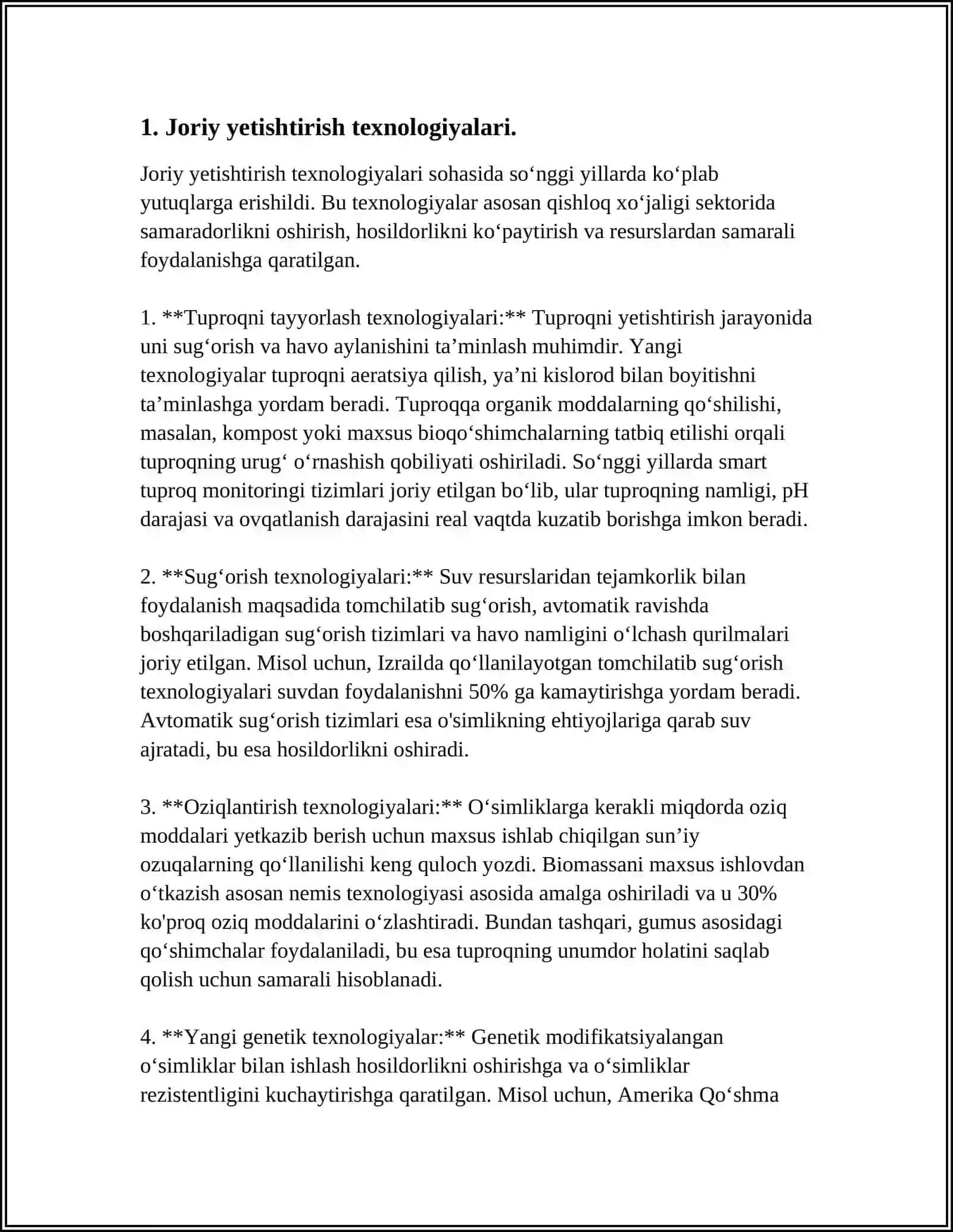 BODRING YETISHTIRISH TEXNOLOGIK XARITASINI TUZISH VA NAVLAR TARIFI 3