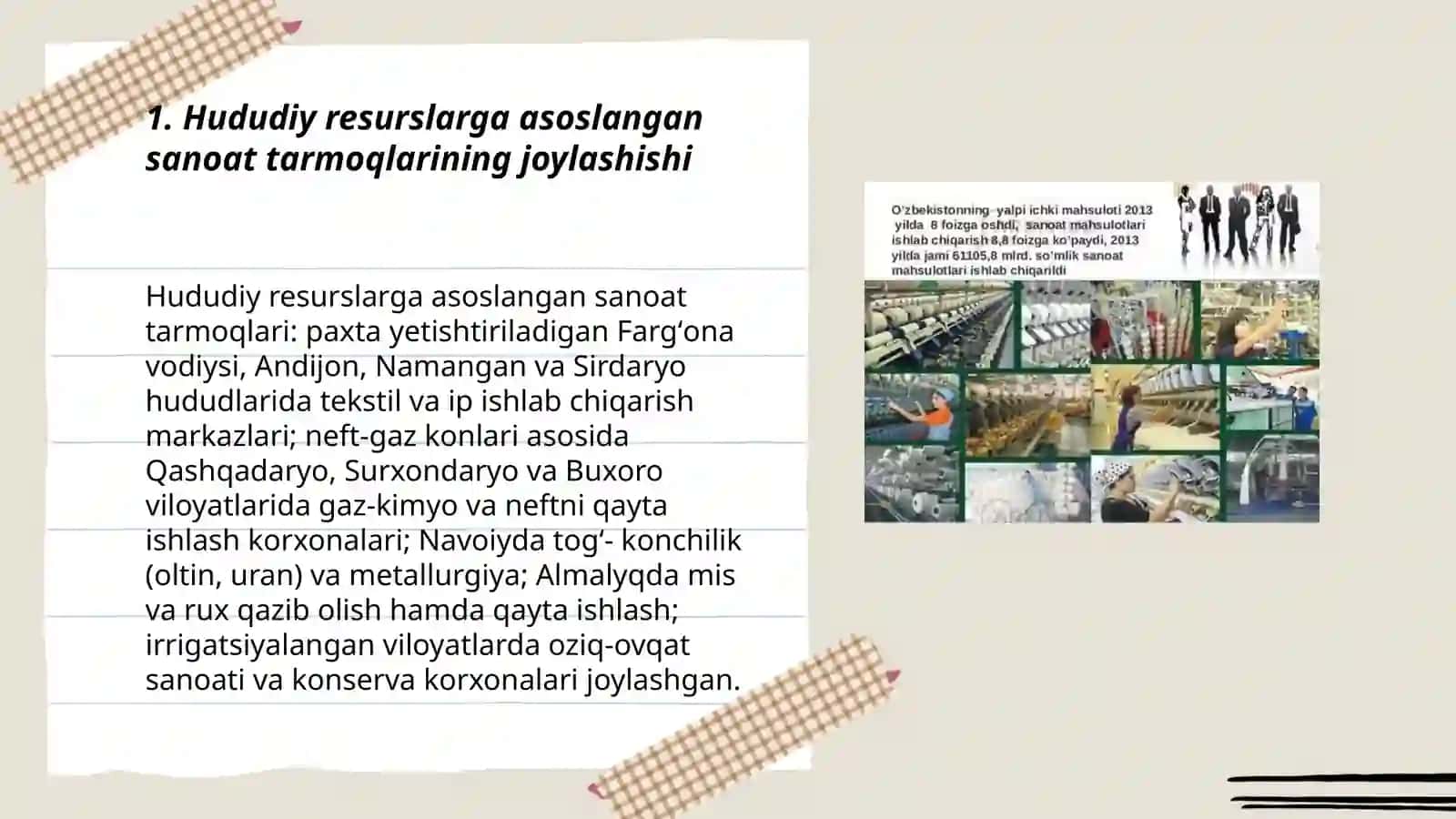 Hududiy resurslarga asoslangan sanoat tarmoqlarining joylashishi 3