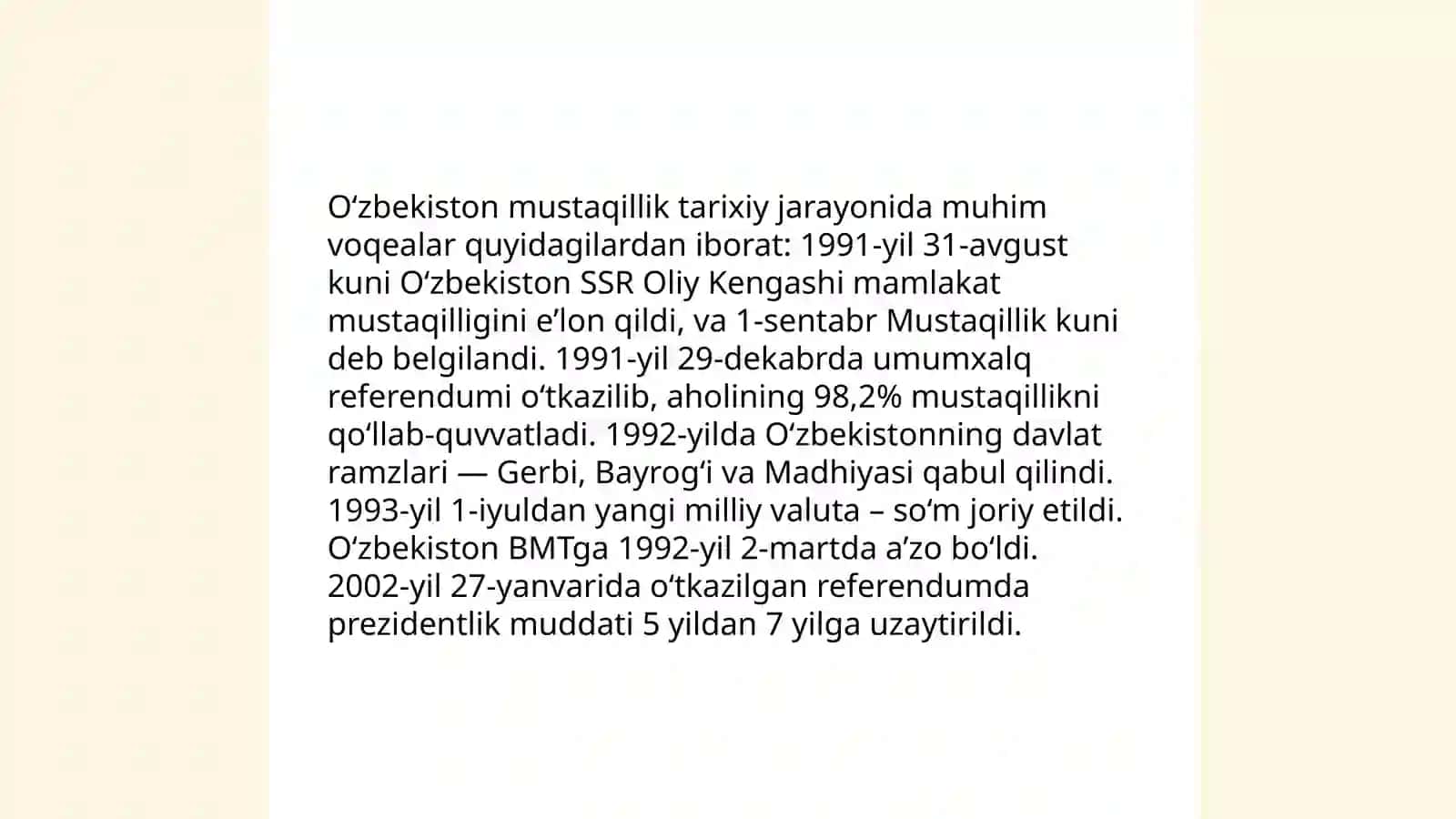 O'zbekistonning òziga xos istiqlol va taraqqiyot yòli 3