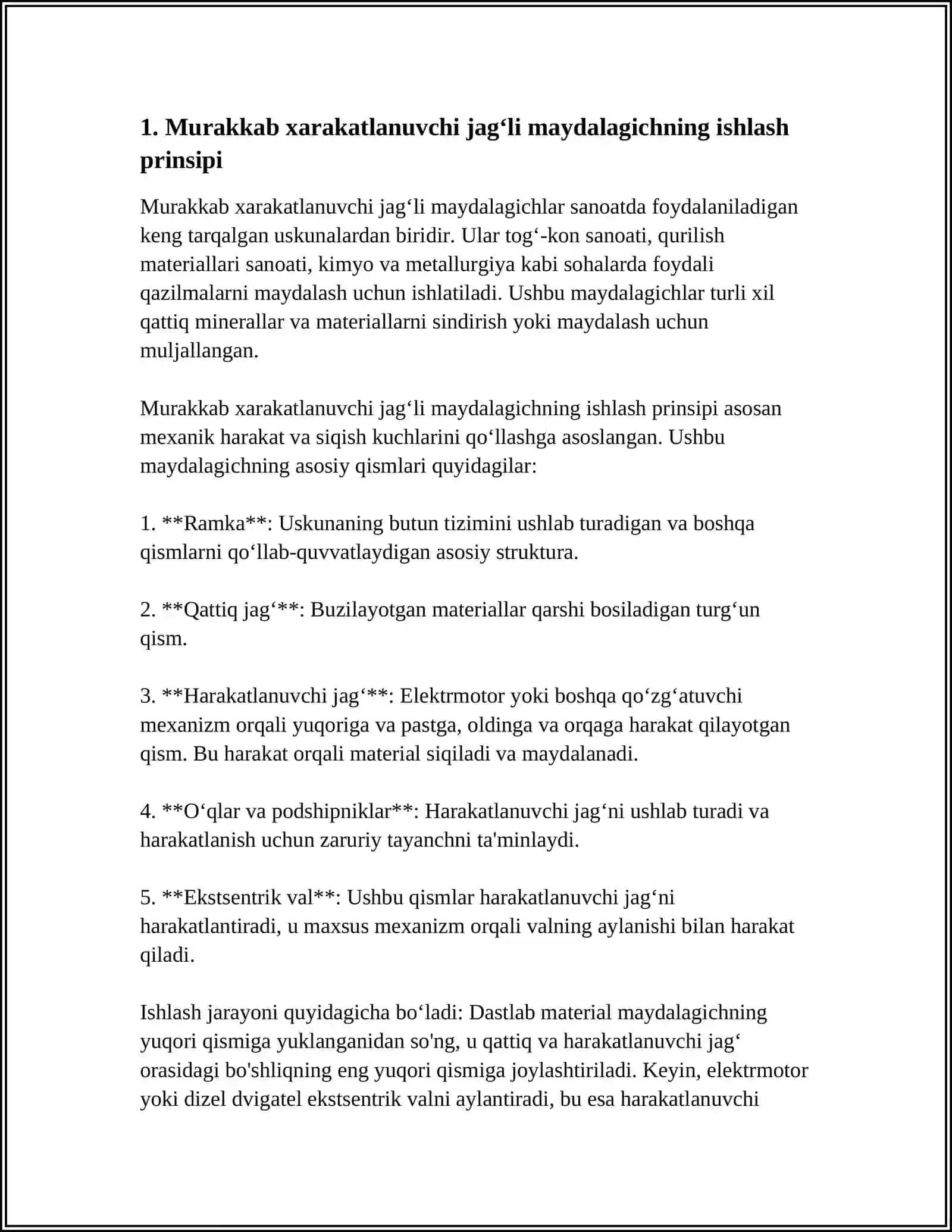 MURAKKAB XARAKATLANUVCHI JAGʻLI MAYDALAGICHLAR 3