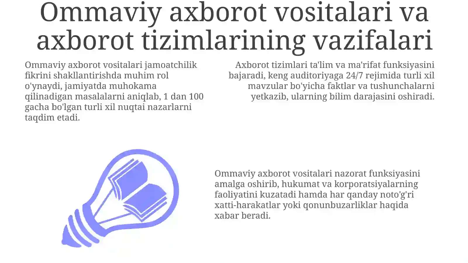 Ommaviy axborot vositalari va axborot tizimlarining vazifalari 3