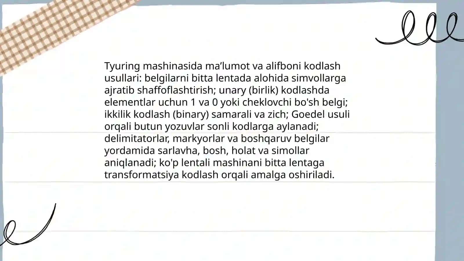 Murakkab algoritmni tyuring mashinasida realizatsiya qilish 3