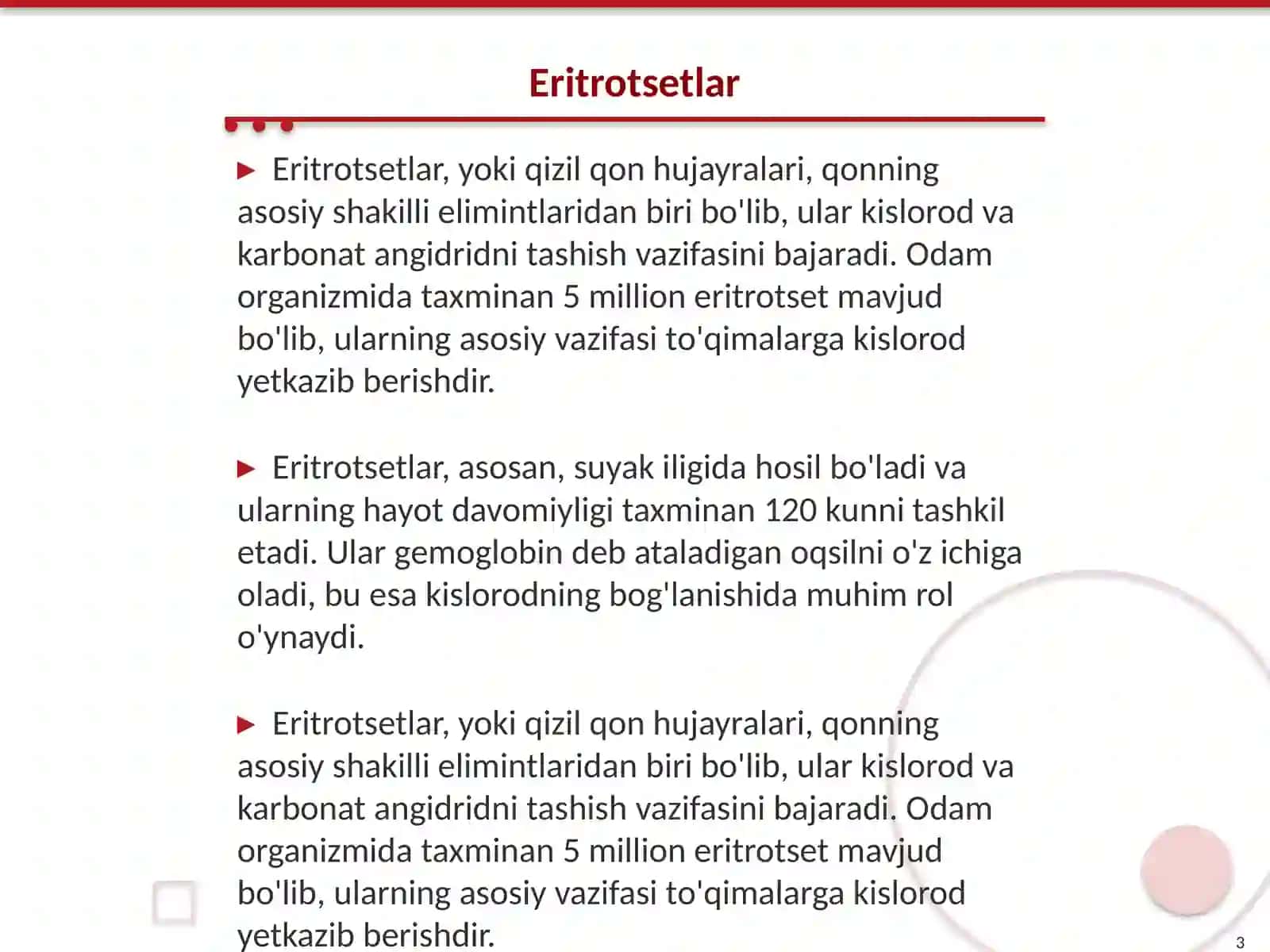 Qonning shakilli elimintlari 3