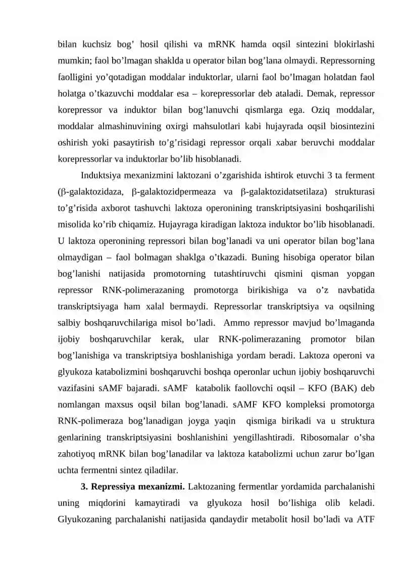Oqsillar biosintezini boshqarilishi 3