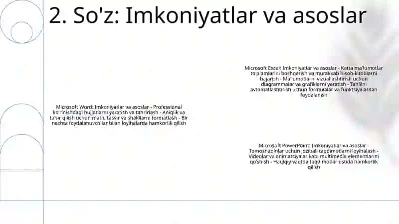 Microsoft Word, Microsoft Excel, Microsoft Powerpoint Dasturlari 3
