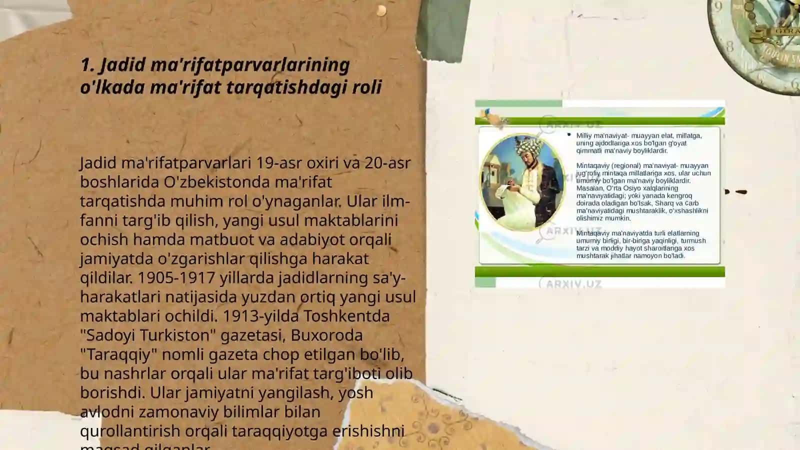 Jadid ma'rifatparvarlarining o'lka ijtimoiy-ma'naviy hayotida tutgan o'rni 3