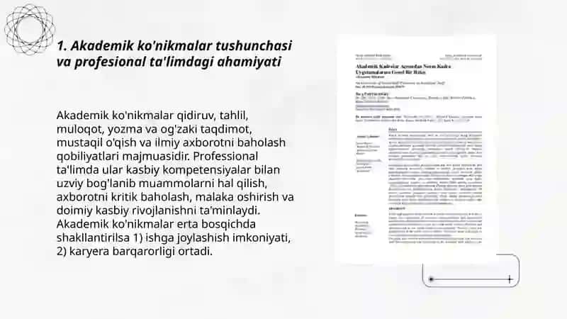 Profesional talimda akademik konikmalarning o'rni 3