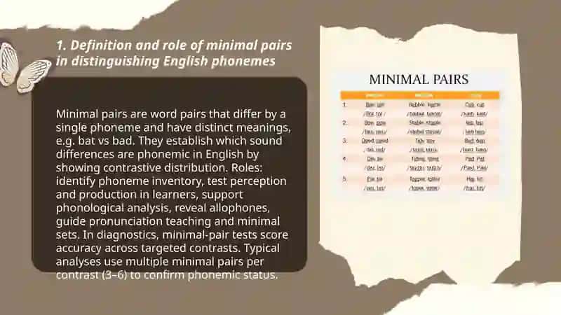 Definition and role of minimal pairs in distinguishing English phonemes 3