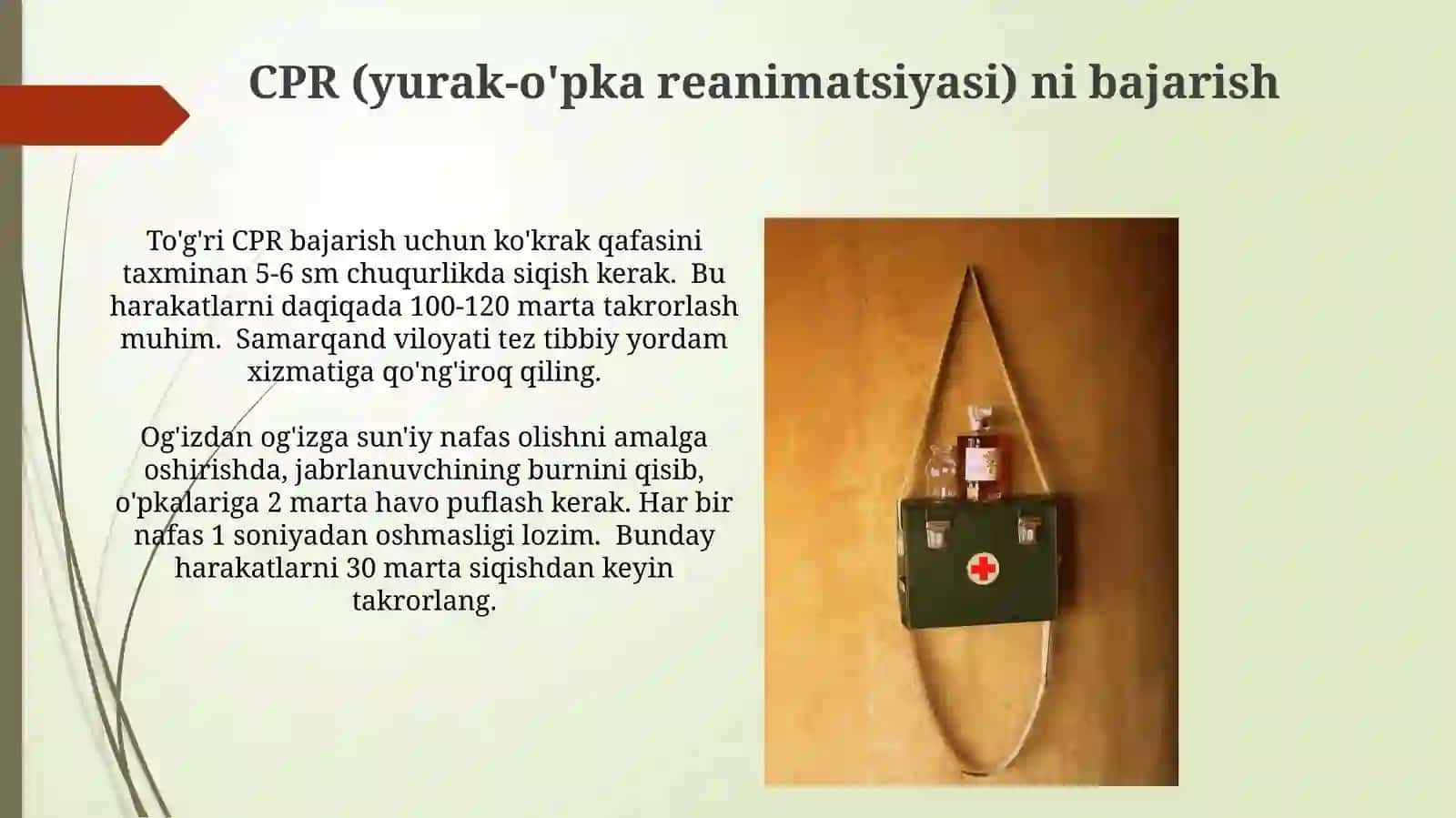 Nafas va yurak tóxtaganda shoshilinch birinchi yordam berish 3