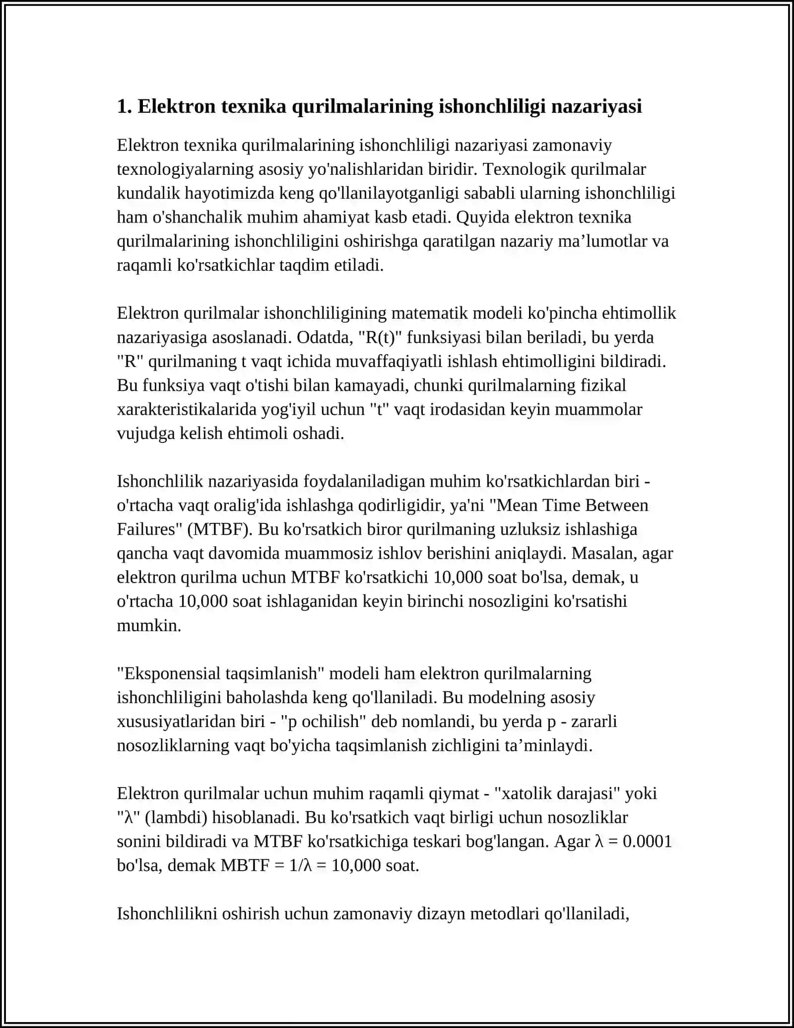 ELEKTRON TEXNIKA QURILMALARNING ISHONCHLILIGI 3