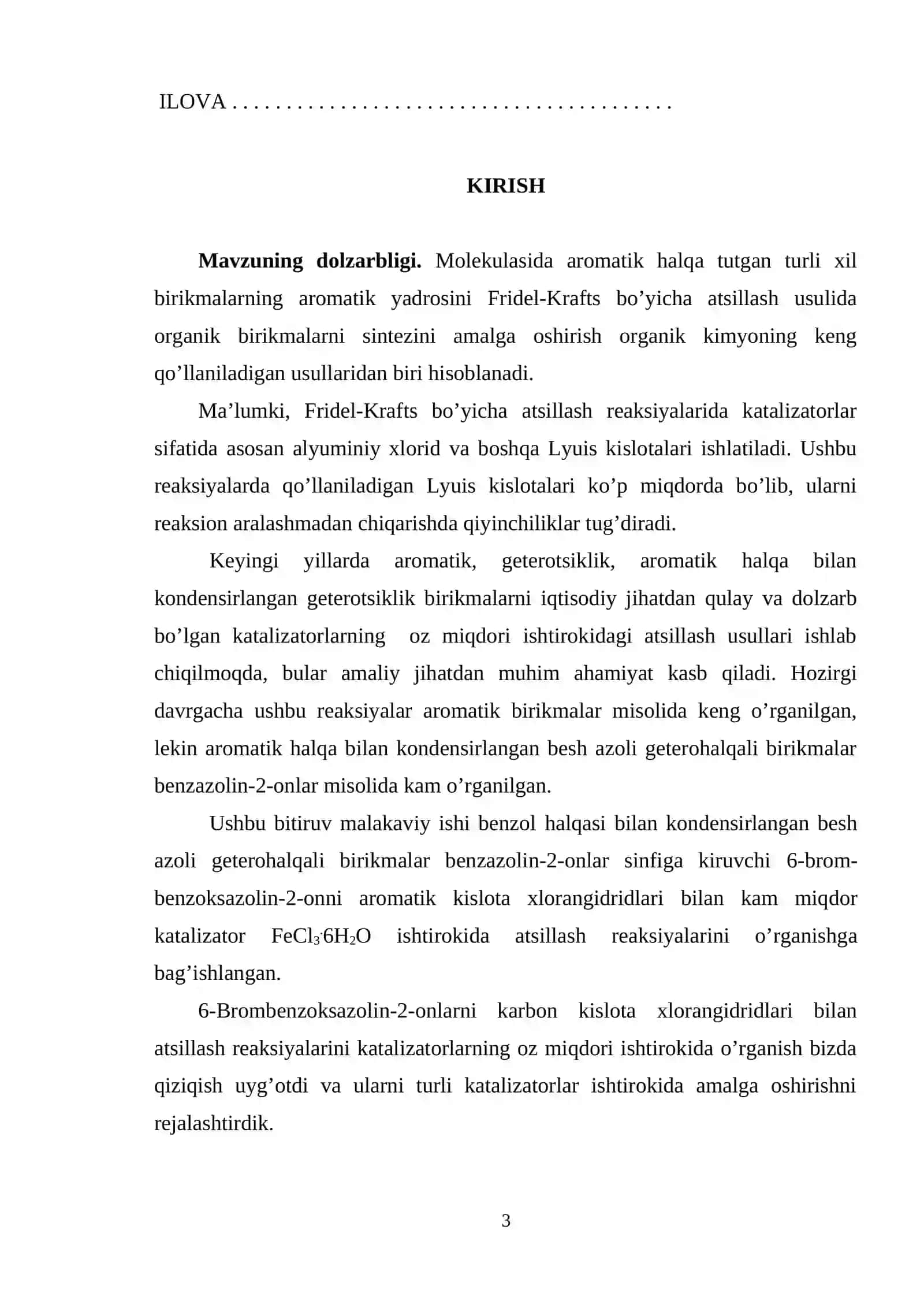 6-brombenzoksazolin-2-onni karbon kislota xlorangidridlari bilan katalitik atsillash 3