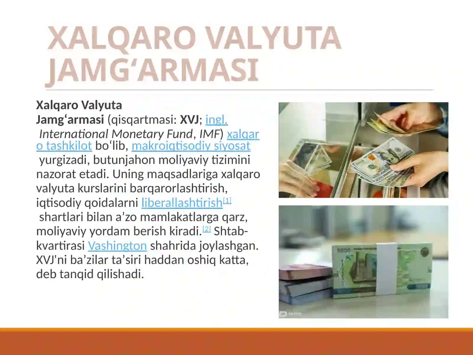 XALQARO VALYUTA TIZIMLARI VA ULARNI O'RGANISH 3