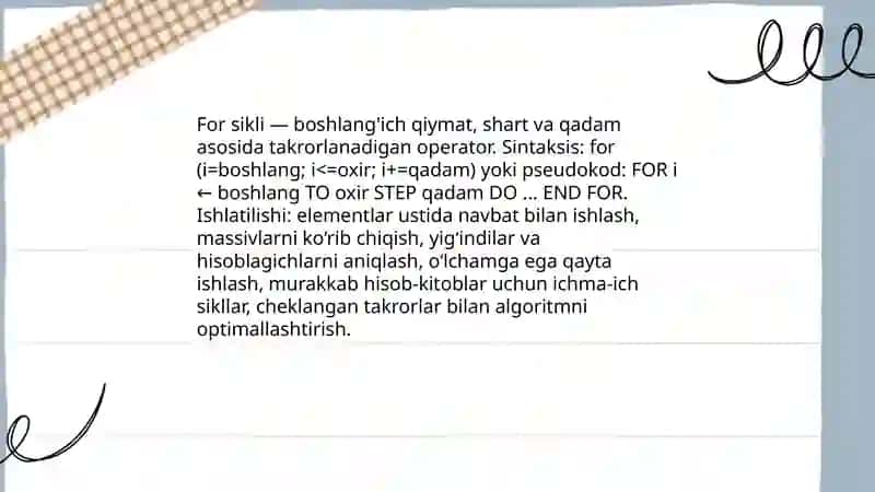 Takrorlanuvchi algoritmlar 3
