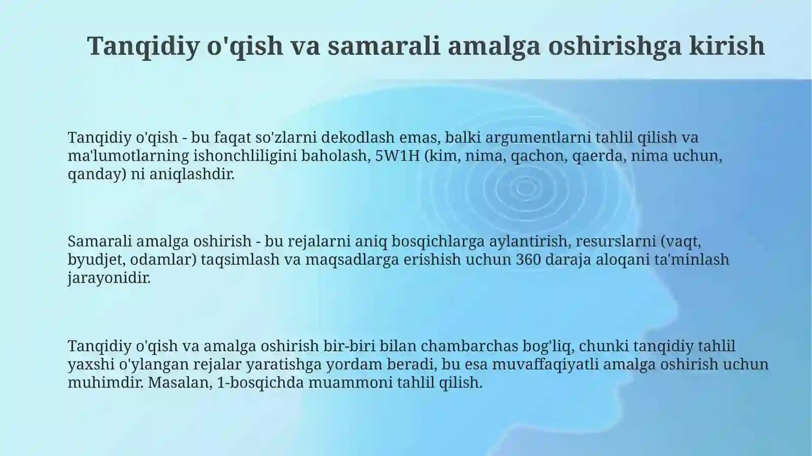 Tanqidiyoqish va samarali amalga oshirish omilari 3