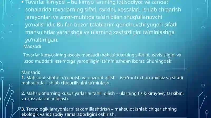 Tovarlar kimyosi 3