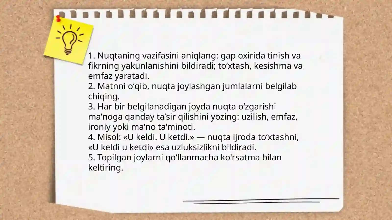 Badiiy asar matnlaridan tinish belgilari maʼnoga taʼsir qilgan joylarni topib yozish 3