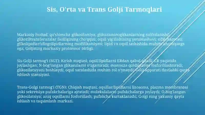 Golji apparati-hujayrada moddalar almashinuvidagi asosiy "sozlovchi"organoid 3