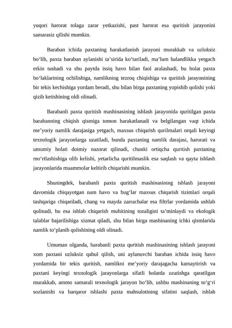 Barobanli paxta quritishmashinasi haroratini avtomatik boshqarish 3