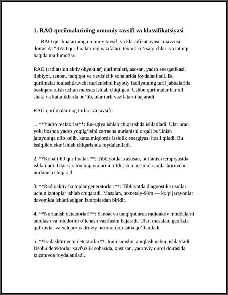 RAO QURILMALARNING VAZIFALARI TEXNIK KOʻRSATGICHLARI VA TADBIQI 3