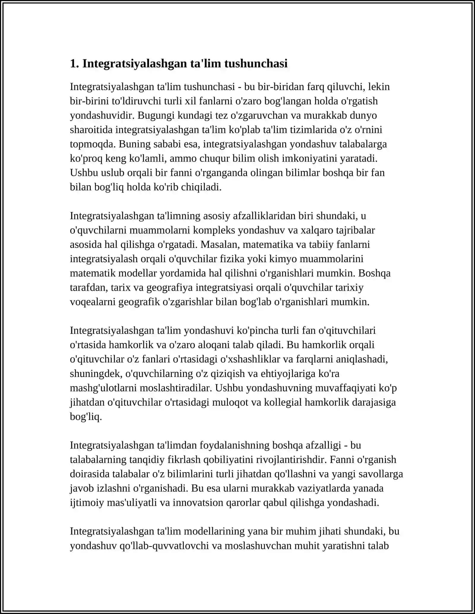 UMUMTA'LIM TASHKILOTLARIDA ALOHIDA YORDAMGA MUHTOJ BOLALAR UCHUN INTEGRATSIYALASHGAN TA'LIMNI AMALGA OSHIRISHNING ASOSIY BOSQICHLARI 3